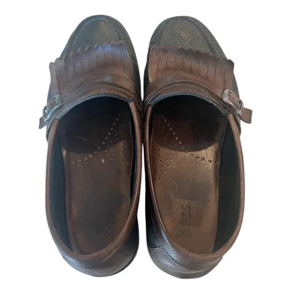 Bass Mens Quimby Leather Kiltie Tassel Slip-On Dress Loafers Black/Brown Sz 10.5 - Picture 4 of 8